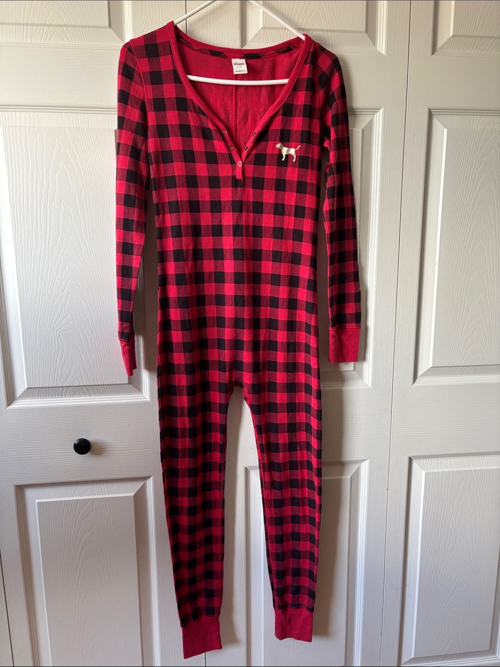 PINK Victoria’s Secret Plaid Thermal Onesie Pajamas Sz S/P